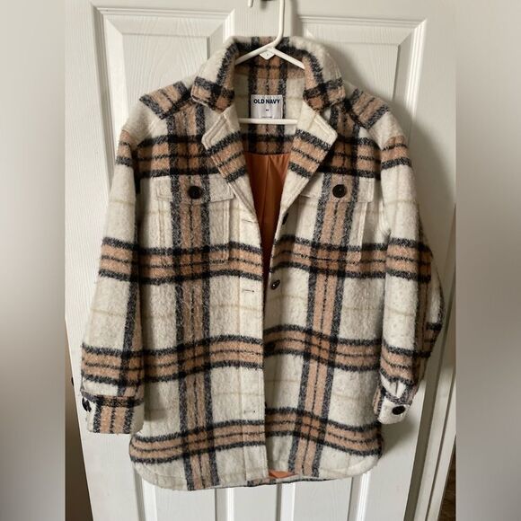 Old Navy Women’s Utility Plaid wool blend Jacket / Shacket Lined Size XS - Picture 4 of 7